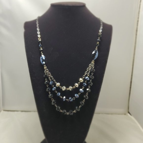 Hematite drusy triple layer necklace - Picture 2 of 7